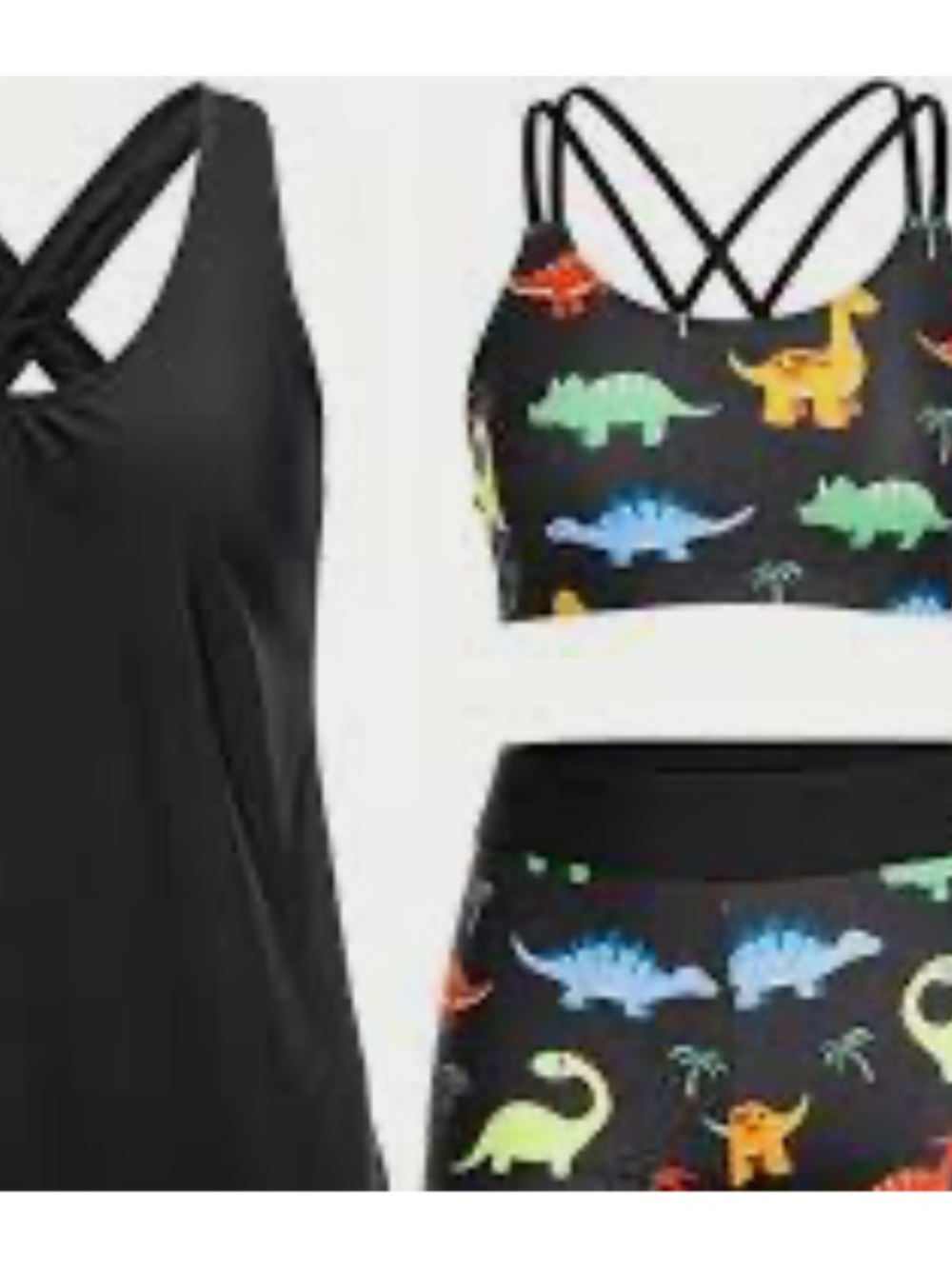 Women’s Blauson Tankini Swim set. Black Dinosaur Print Swim Shorts Set NWT Large